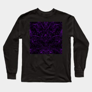 Purple Bat Filigree Pattern Long Sleeve T-Shirt
